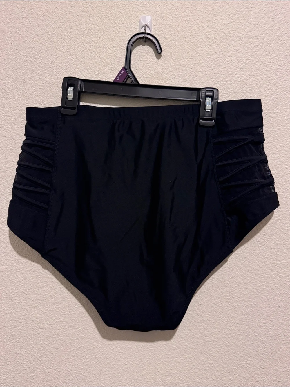 torrid Black High-Waist Bikini Bottom with Side Mesh Straps